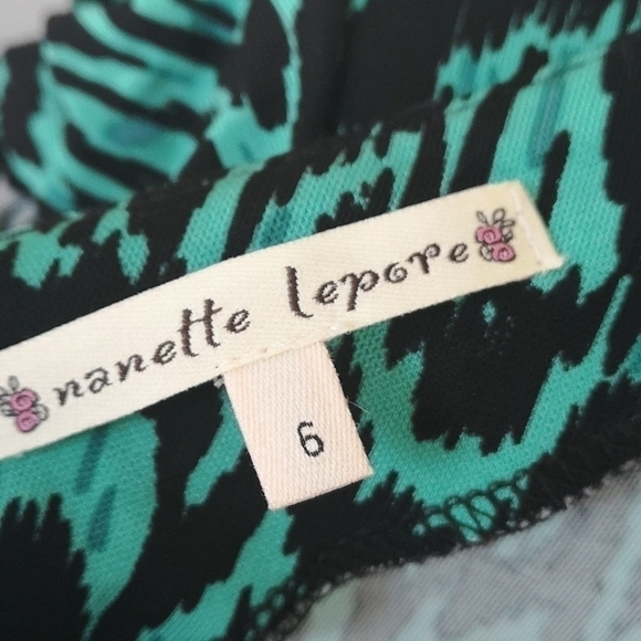 𝅺Nanette Lepore Green Animal Print Dress 6 - Picture 4 of 4